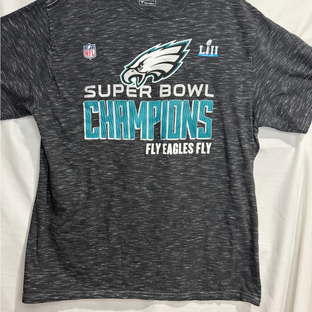 Fanatics Pro Line charcoal grey Eagles Superbowl Champions T-Shirt